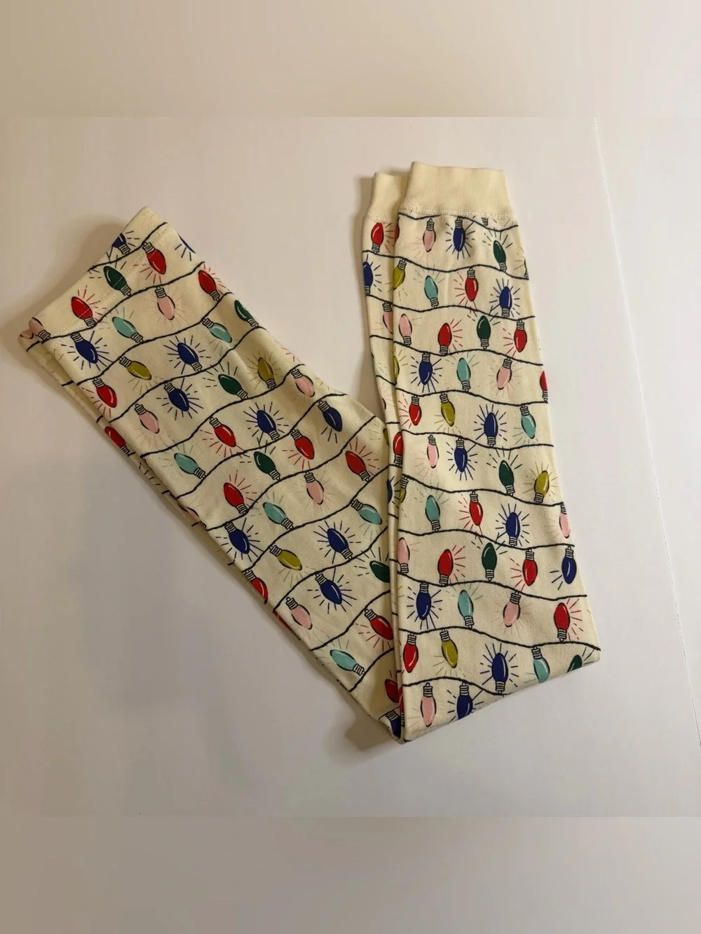 Hanna Andersson Girls Size 10 Christmas Lights Organic Cotton Pajama Leggings